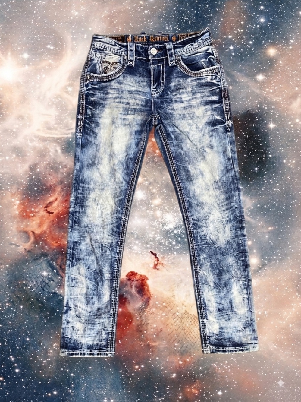 Rock Revival Tad Alt Straight Mens Acid Wash Jeans 30W x 31L